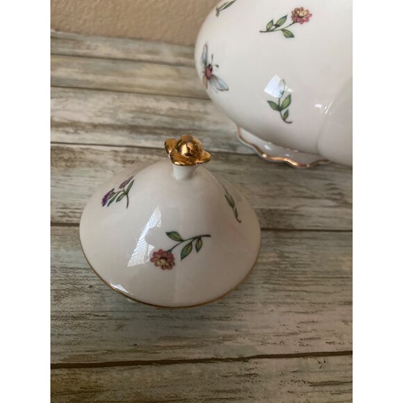 Burton + Burton Morning Meadows Teapot Butterflies Bees Flower Gold Trim - 4 Cup - Picture 15 of 16